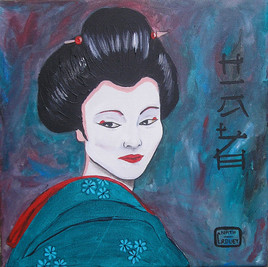 Geisha kimono Bleu