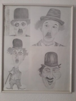 Dessins encadr&eacute; sous verre "Charlie CHAPLIN"