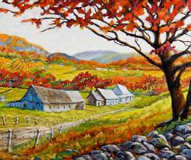 Valley View Canadian Original Large Oil Painting by Prankearts