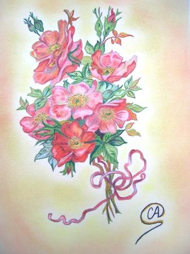 Fleurs en bouquet - Pastel