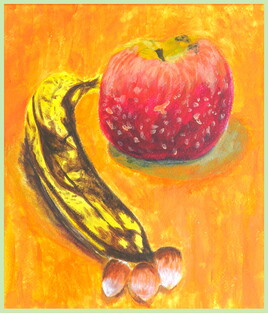 Banane noisettes pomme / Painting Banana hazelnuts apple