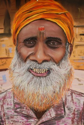 Indien à la barbe teinte