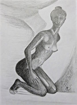 Femme agenouillée / Drawing : knelt down woman