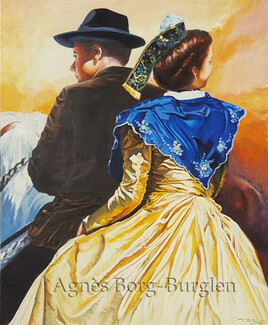 arl&eacute;sienne en robe dor&eacute;e et gardian