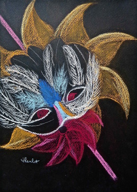 Le masque à plumes / Drawing Mask with feathers