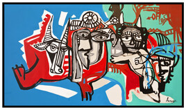 Peinture abstraite Extra Large Horizontal Modern Abstract Oversize Canvas Painting.