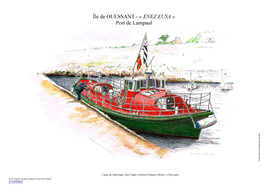 OUESSANT - Canot "Patron Fran&ccedil;ois Morin" et phare de la vieille jument