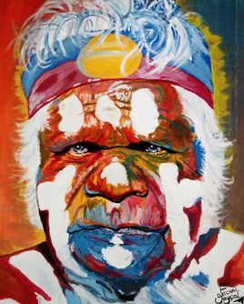 Aborig&egrave;ne Portrait Painting par EFART: Elkechai Fay&ccedil;al ART