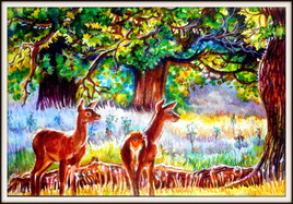 Biches sous les chênes