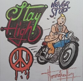 Tintin et la moto + graffiti