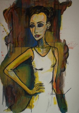 femme &agrave; la robe blanche