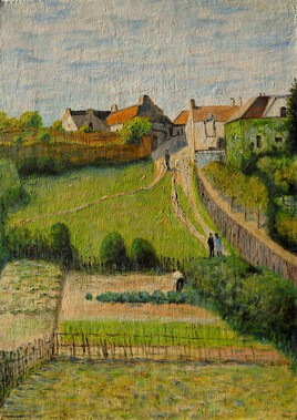 "Le chemin montant , un coin du village d'Andrésy".  Copie d'un Sisley