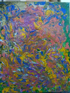 Toile peinte avec la main  instinctivement